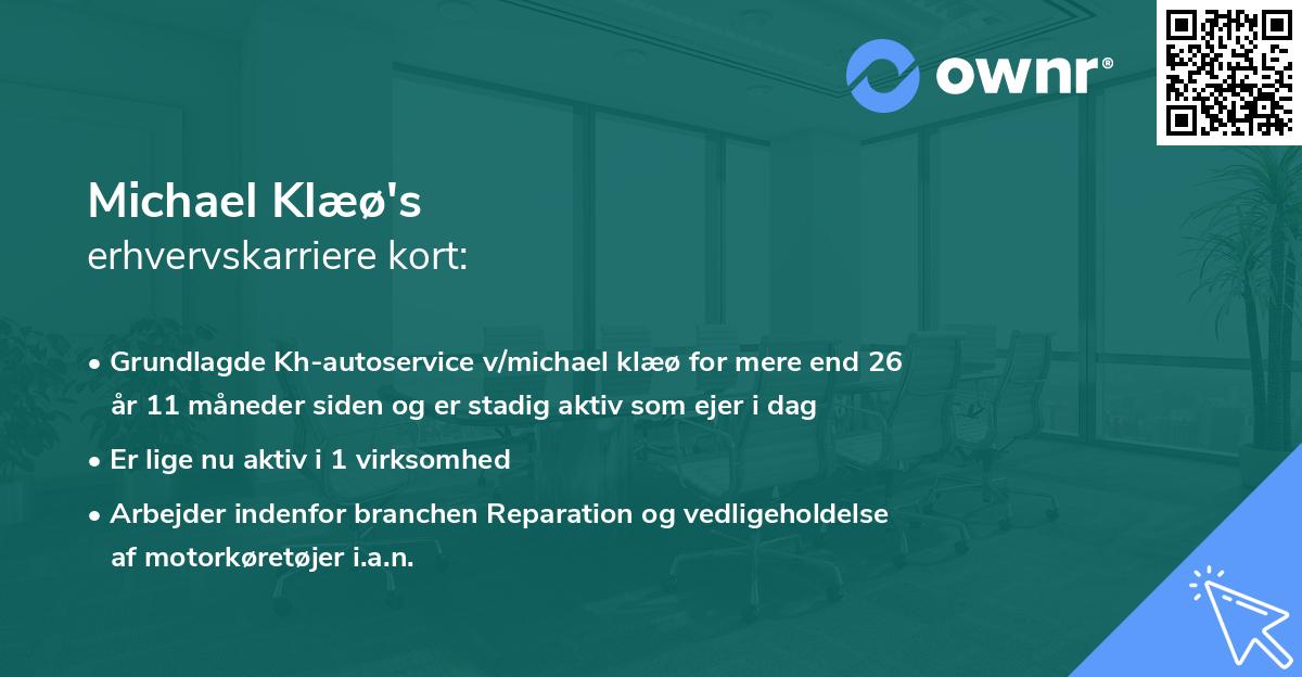 Michael Klæø's erhvervskarriere kort