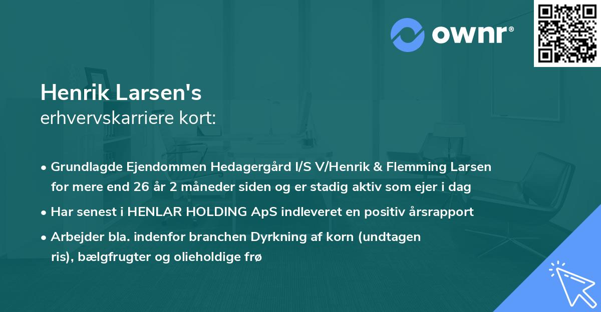 Henrik Larsen's erhvervskarriere kort