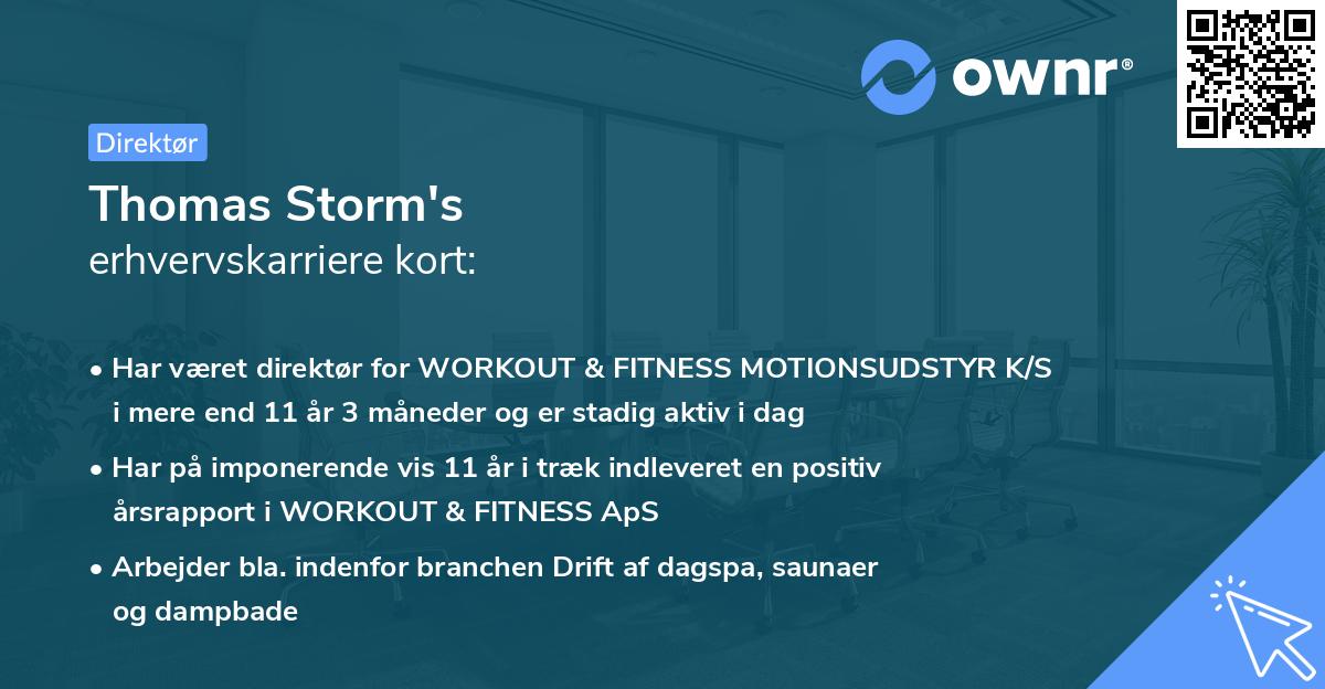 Thomas Storm's erhvervskarriere kort