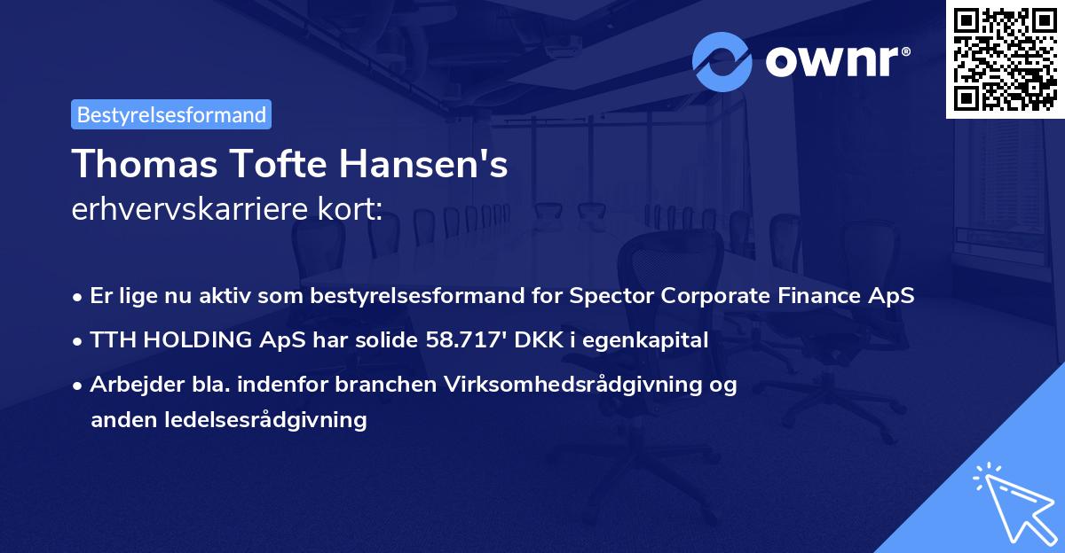 Thomas Tofte Hansen's erhvervskarriere kort