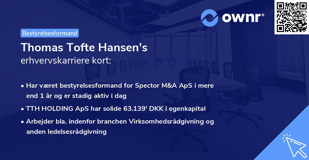 Thomas Tofte Hansen's erhvervskarriere kort
