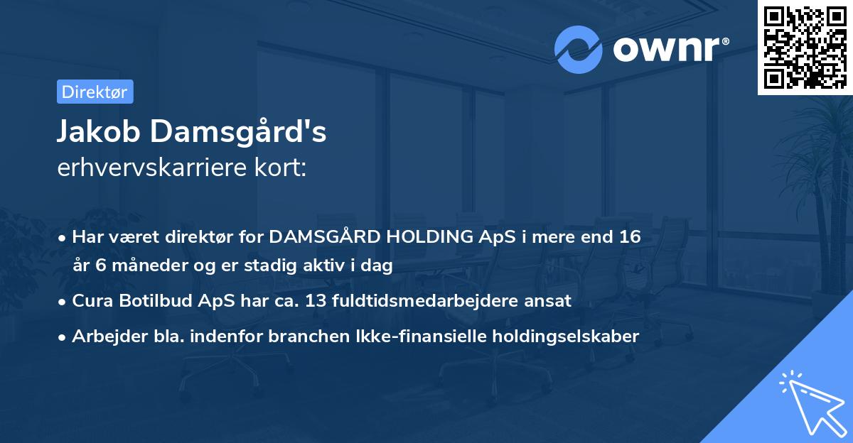 Jakob Damsgård's erhvervskarriere kort