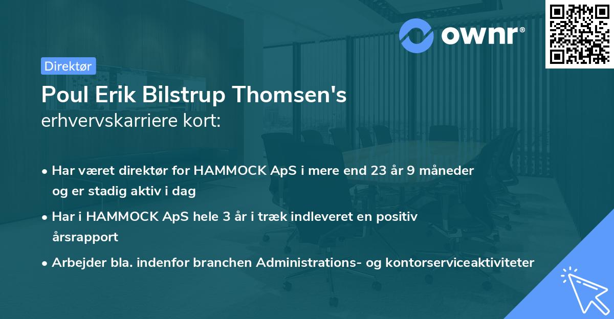 Poul Erik Bilstrup Thomsen's erhvervskarriere kort