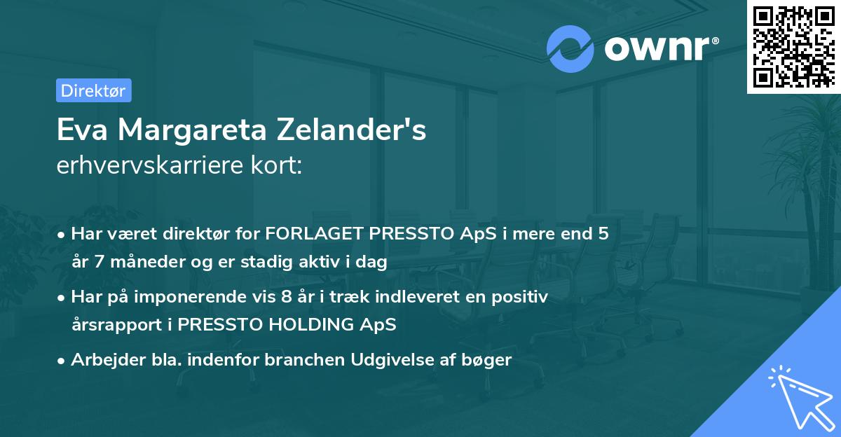 Eva Margareta Zelander's erhvervskarriere kort