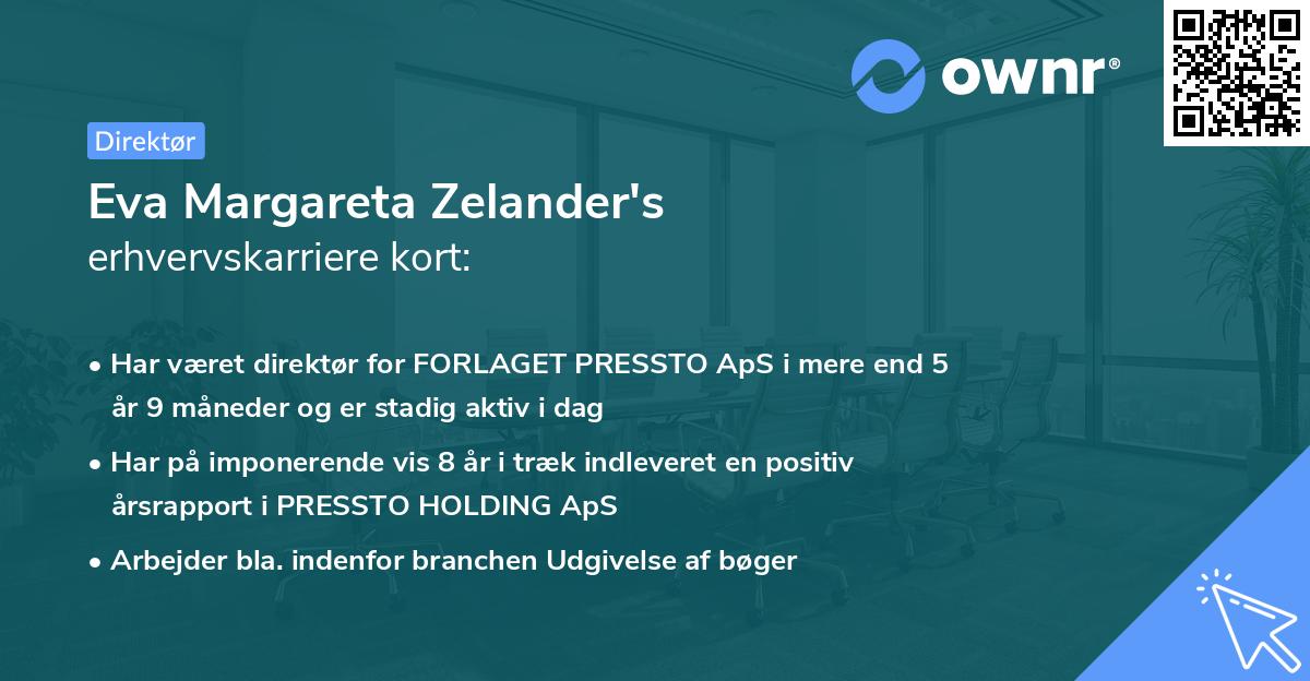 Eva Margareta Zelander's erhvervskarriere kort