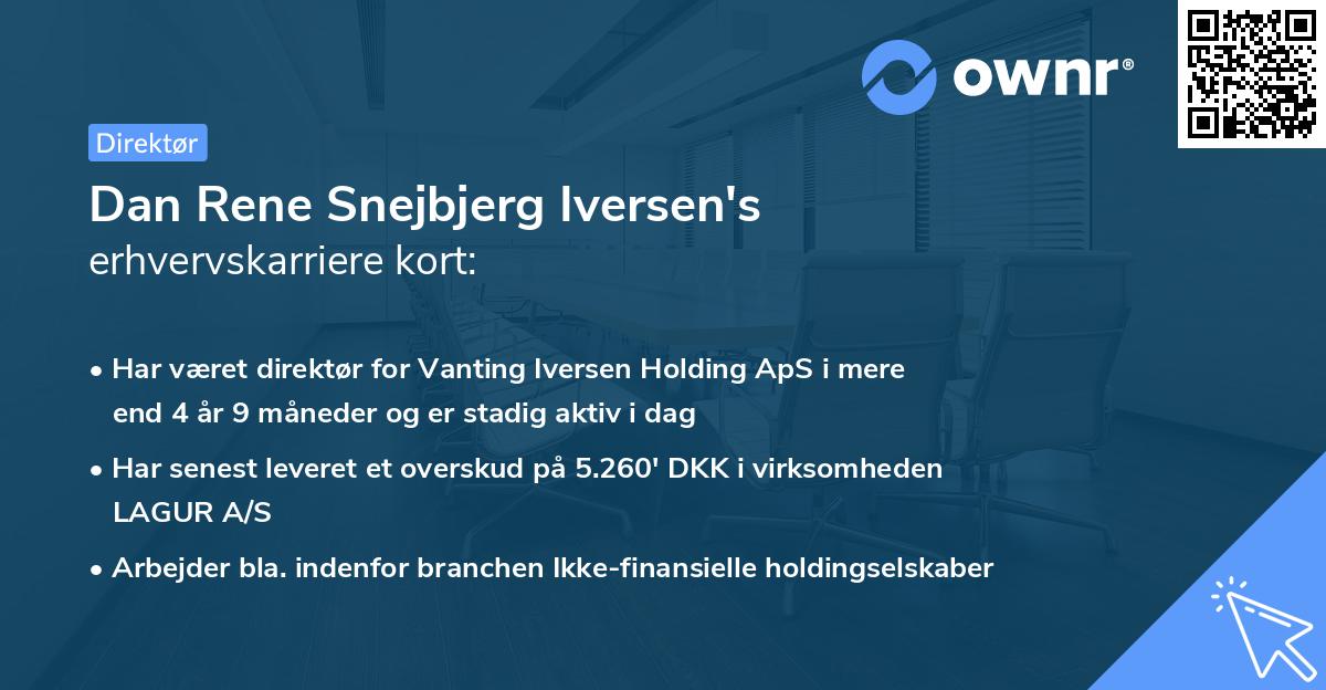 Dan Rene Snejbjerg Iversen's erhvervskarriere kort