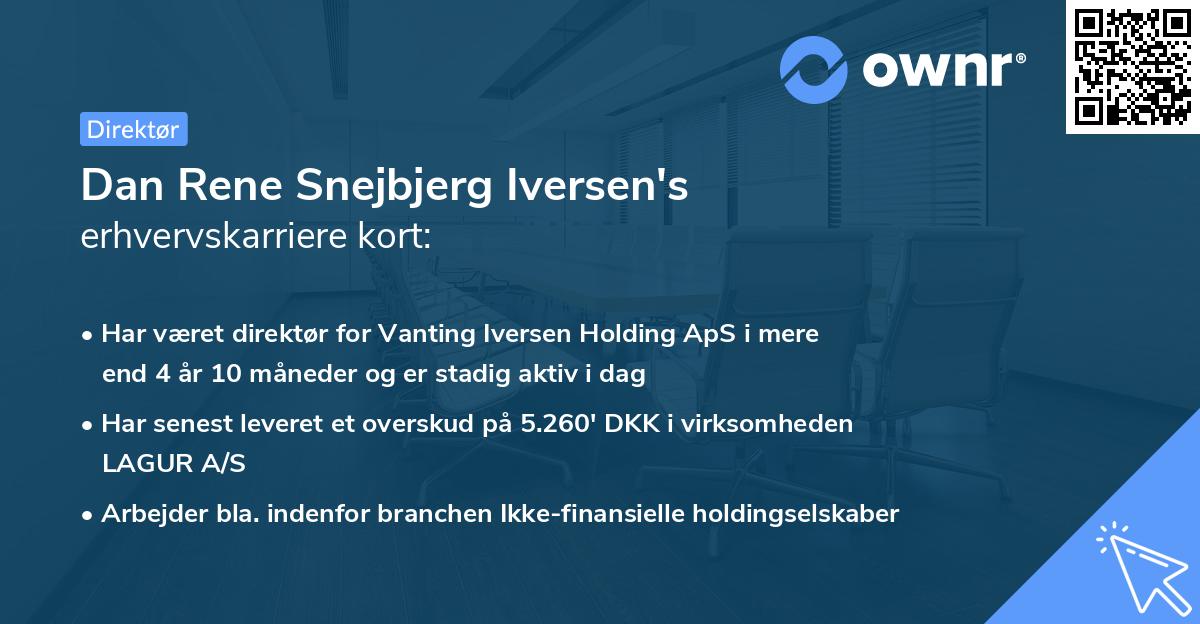 Dan Rene Snejbjerg Iversen's erhvervskarriere kort