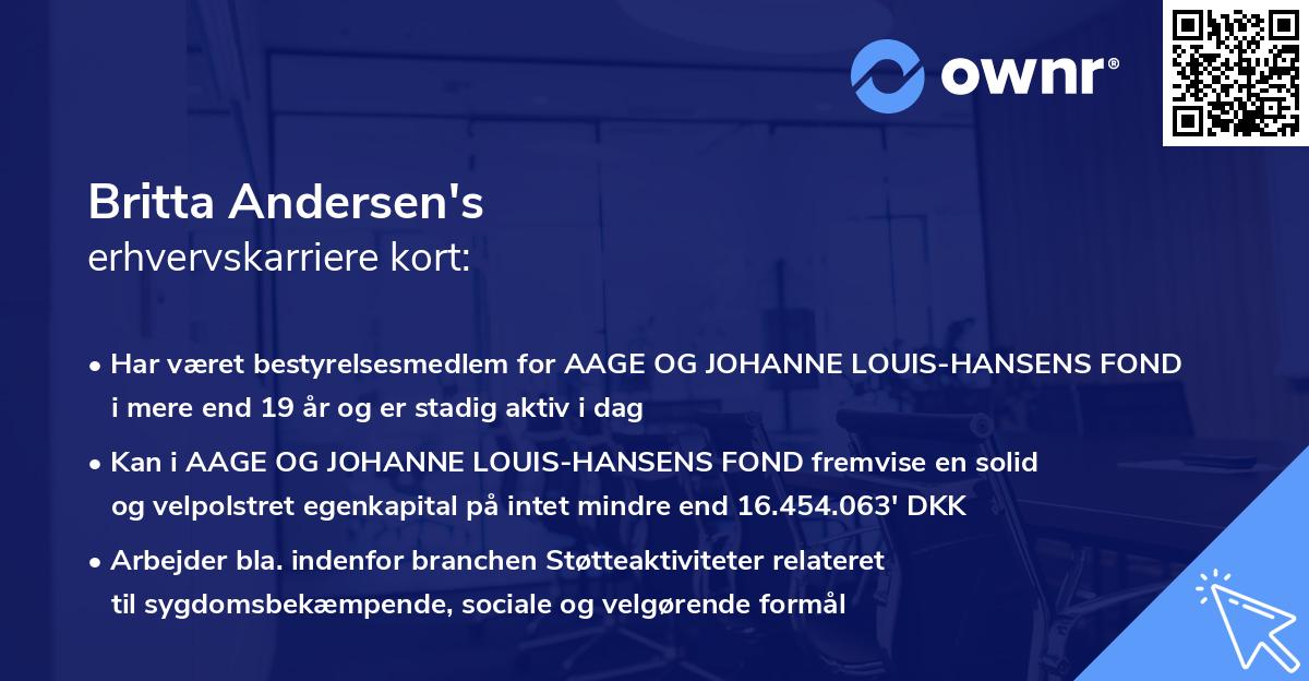 Britta Andersen's erhvervskarriere kort