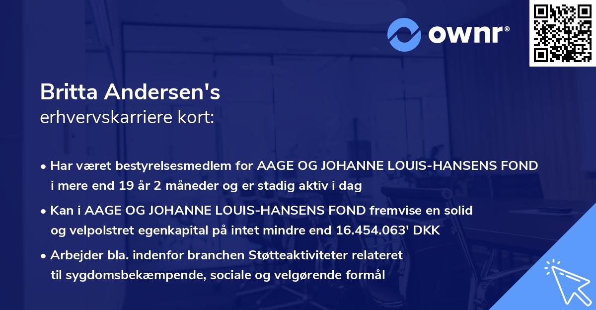 Britta Andersen's erhvervskarriere kort