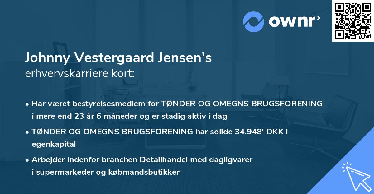 Johnny Vestergaard Jensen's erhvervskarriere kort