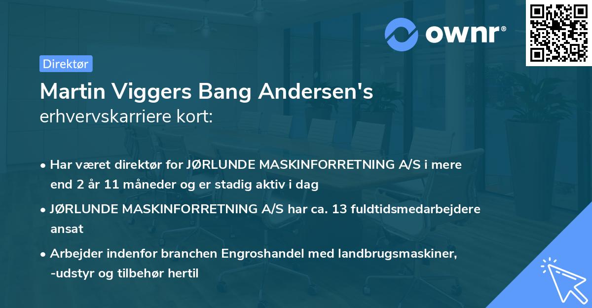 Martin Viggers Bang Andersen's erhvervskarriere kort