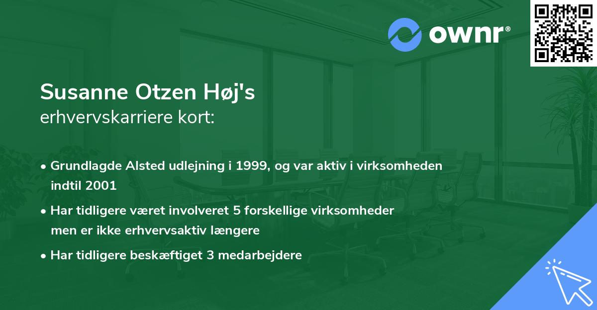 Susanne Otzen Høj's erhvervskarriere kort