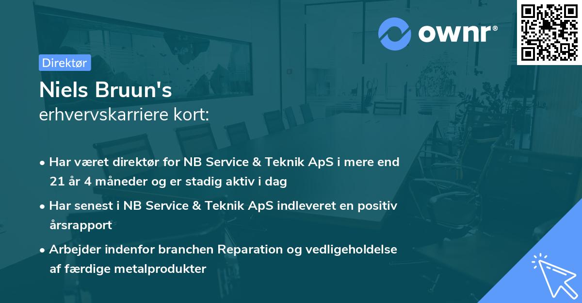 Niels Bruun's erhvervskarriere kort