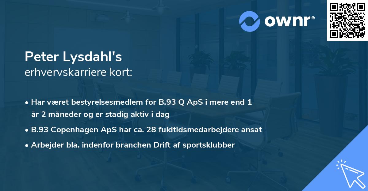 Peter Lysdahl's erhvervskarriere kort