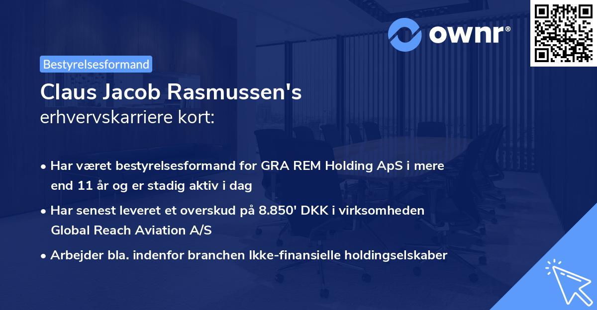 Claus Jacob Rasmussen's erhvervskarriere kort