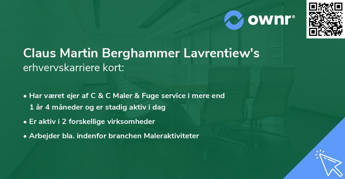 Claus Martin Berghammer Lavrentiew's erhvervskarriere kort