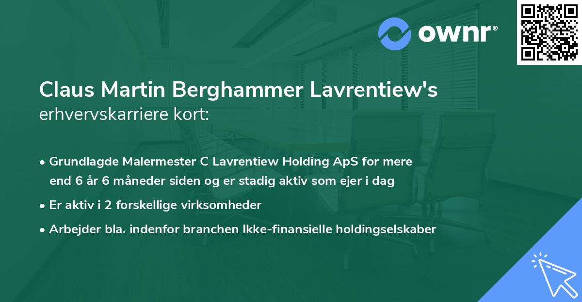 Claus Martin Berghammer Lavrentiew's erhvervskarriere kort
