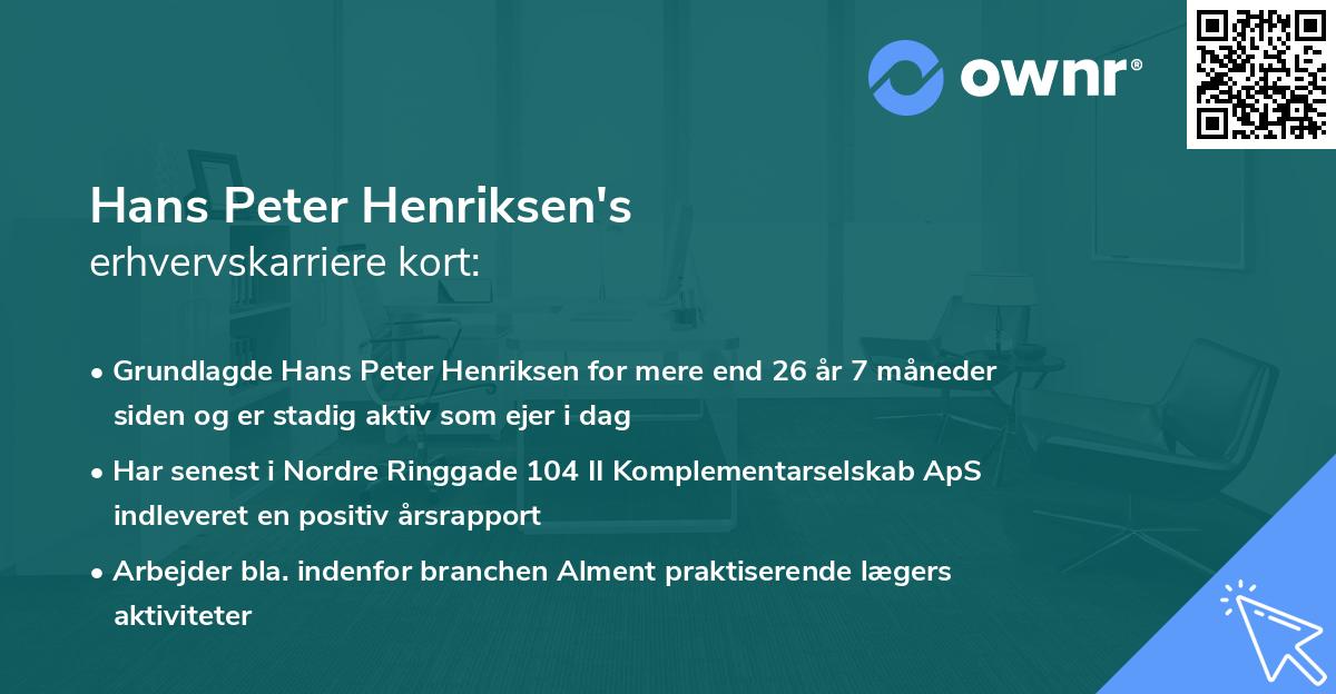 Hans Peter Henriksen's erhvervskarriere kort
