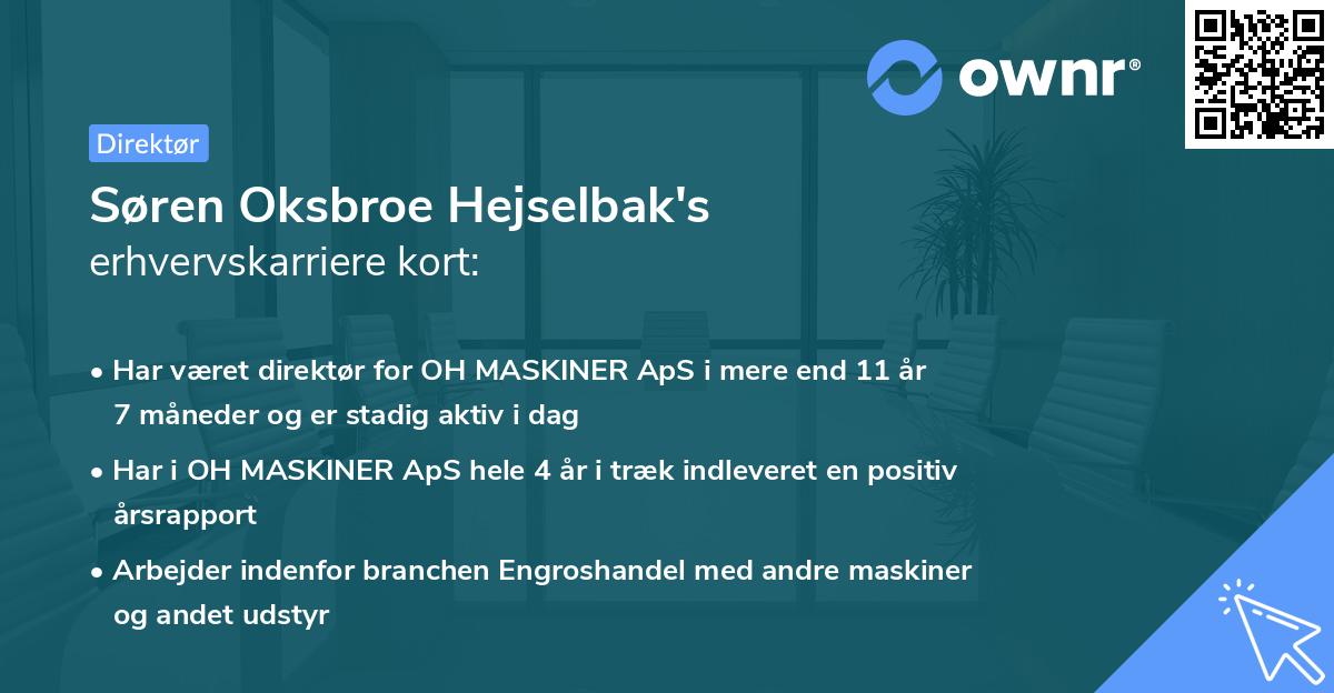 Søren Oksbroe Hejselbak's erhvervskarriere kort