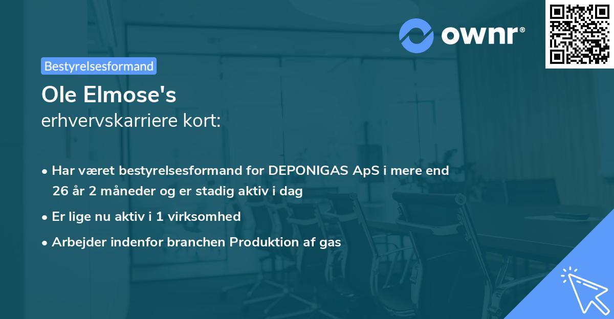 Ole Elmose's erhvervskarriere kort