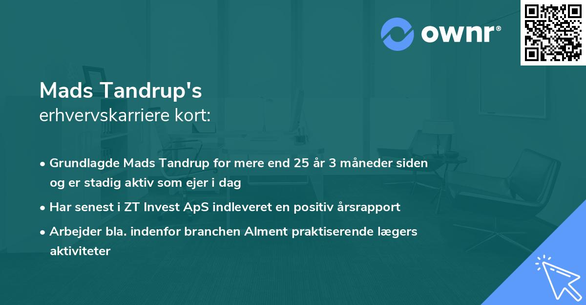 Mads Tandrup's erhvervskarriere kort