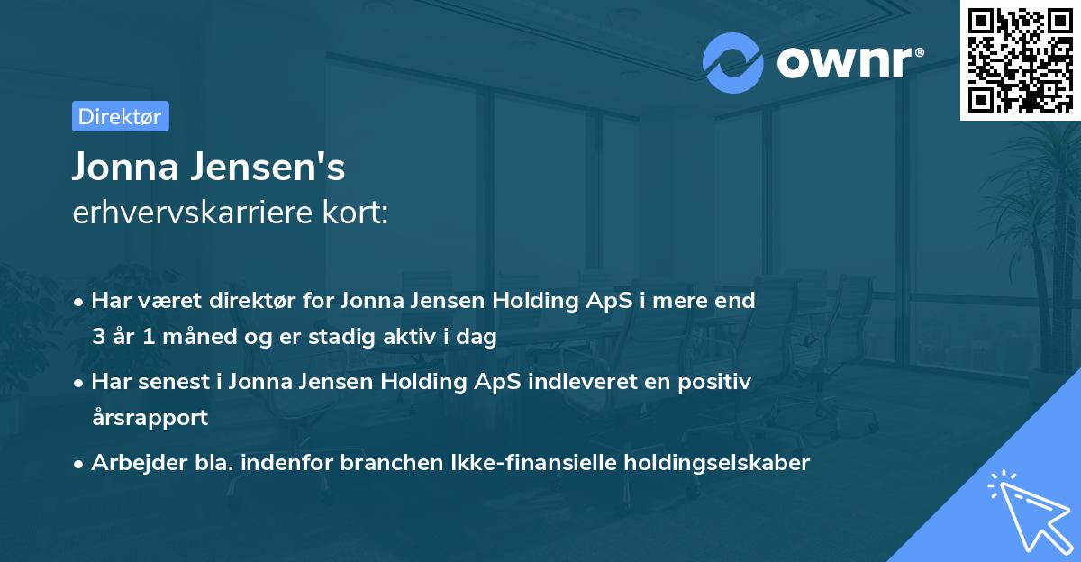 Jonna Jensen's erhvervskarriere kort