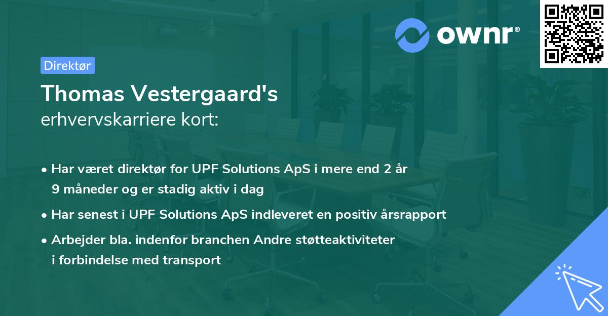 Thomas Vestergaard's erhvervskarriere kort