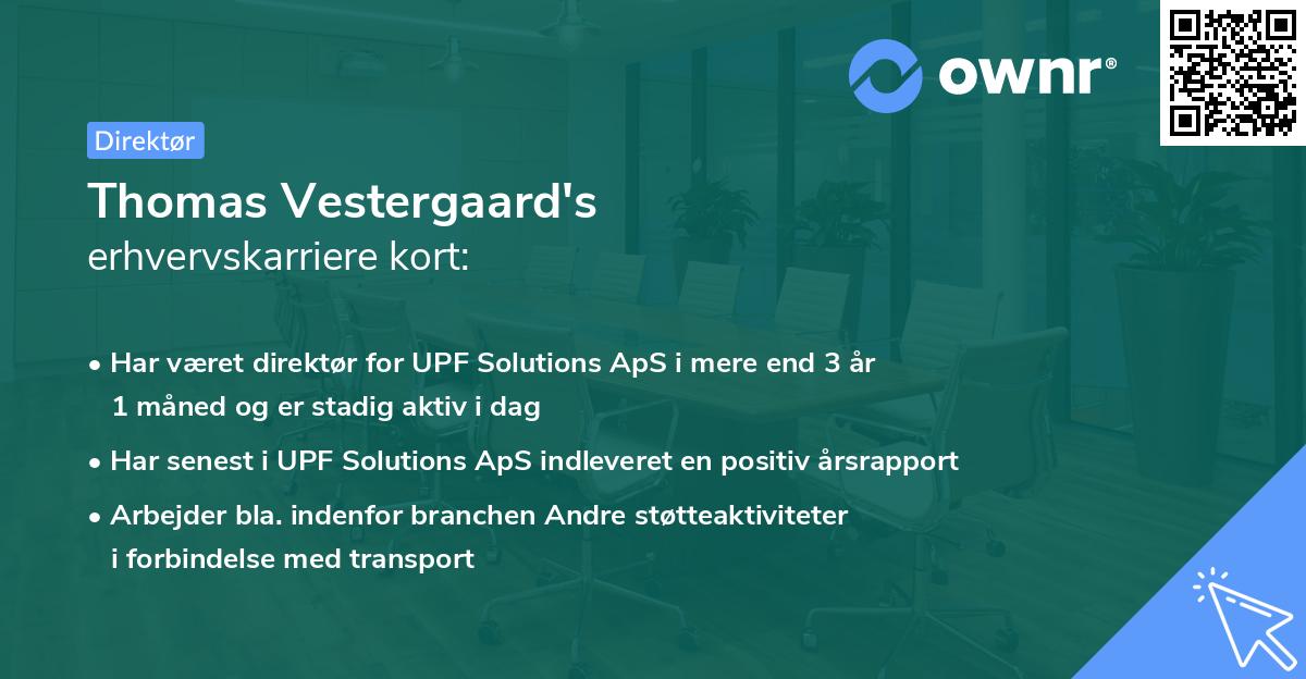 Thomas Vestergaard's erhvervskarriere kort