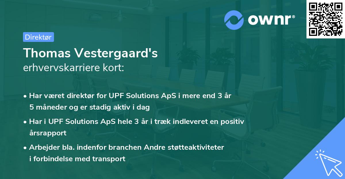 Thomas Vestergaard's erhvervskarriere kort
