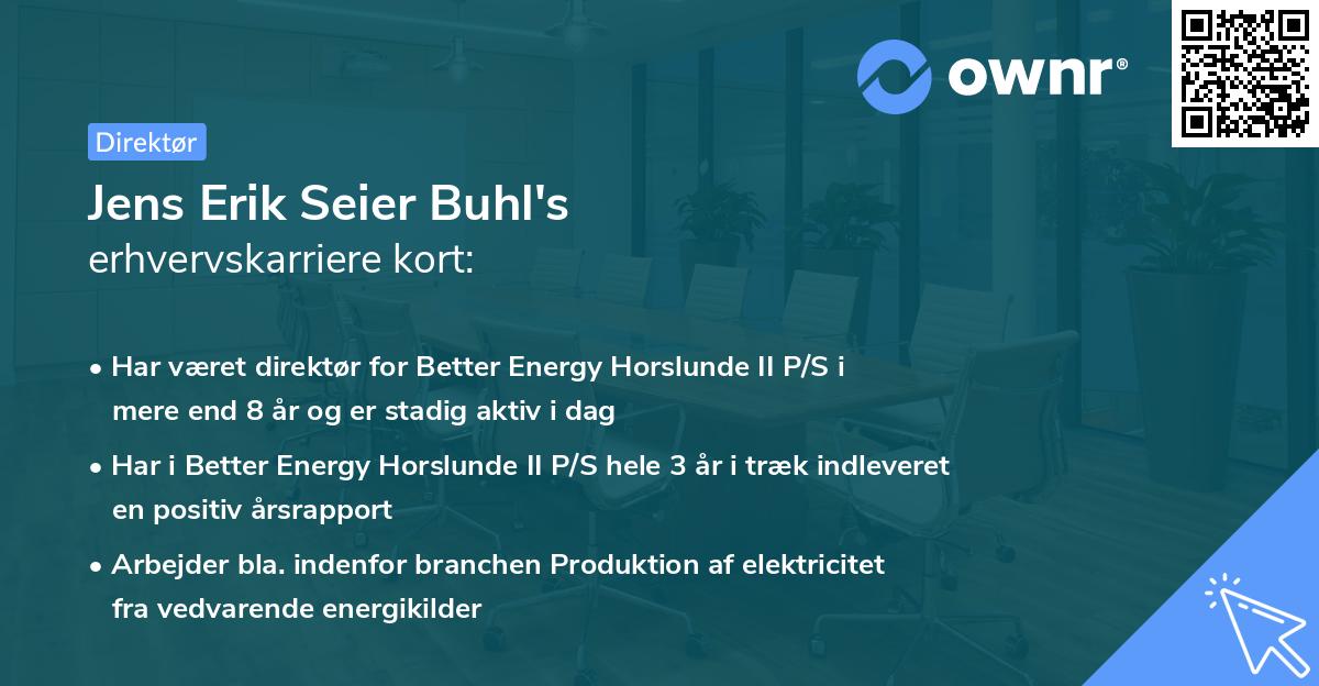 Jens Erik Seier Buhl's erhvervskarriere kort