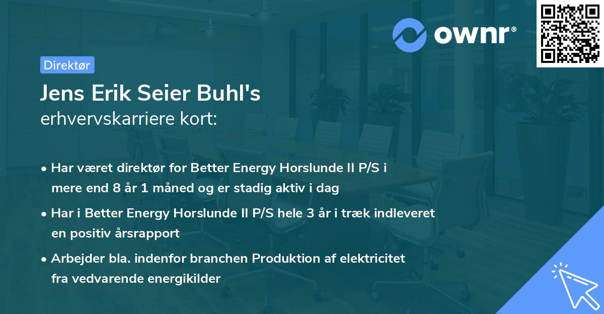 Jens Erik Seier Buhl's erhvervskarriere kort