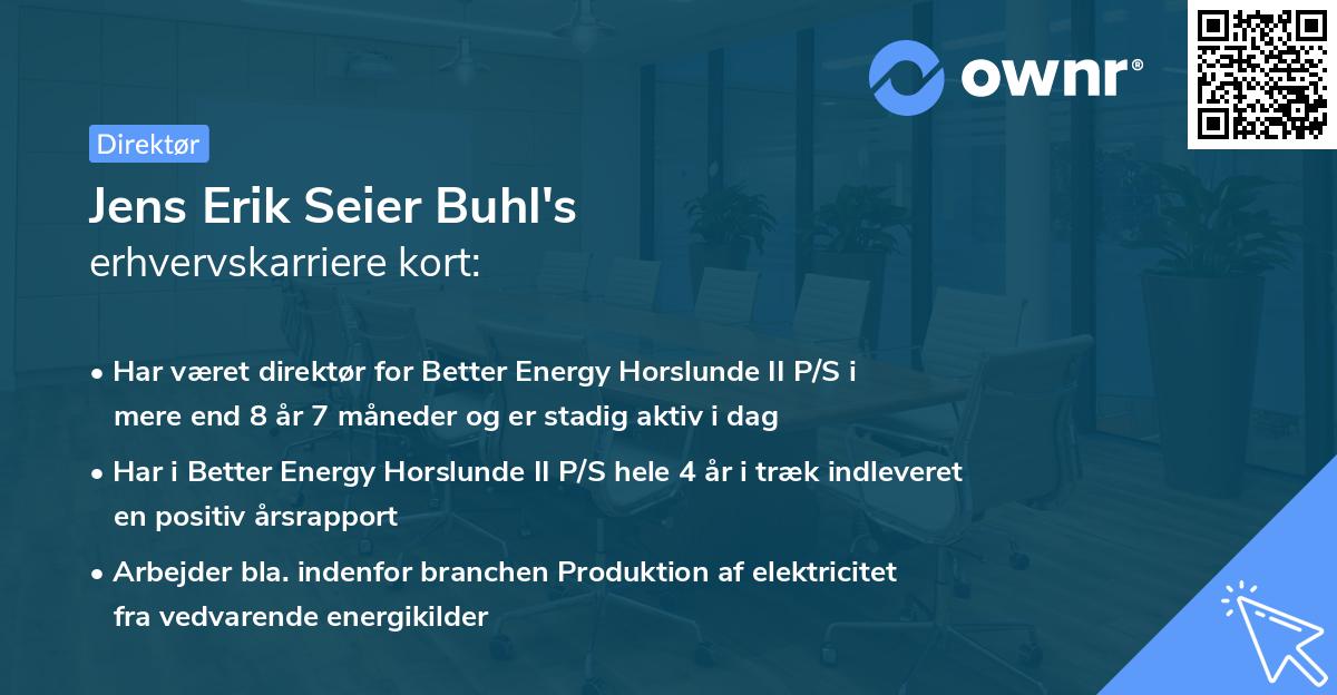 Jens Erik Seier Buhl's erhvervskarriere kort