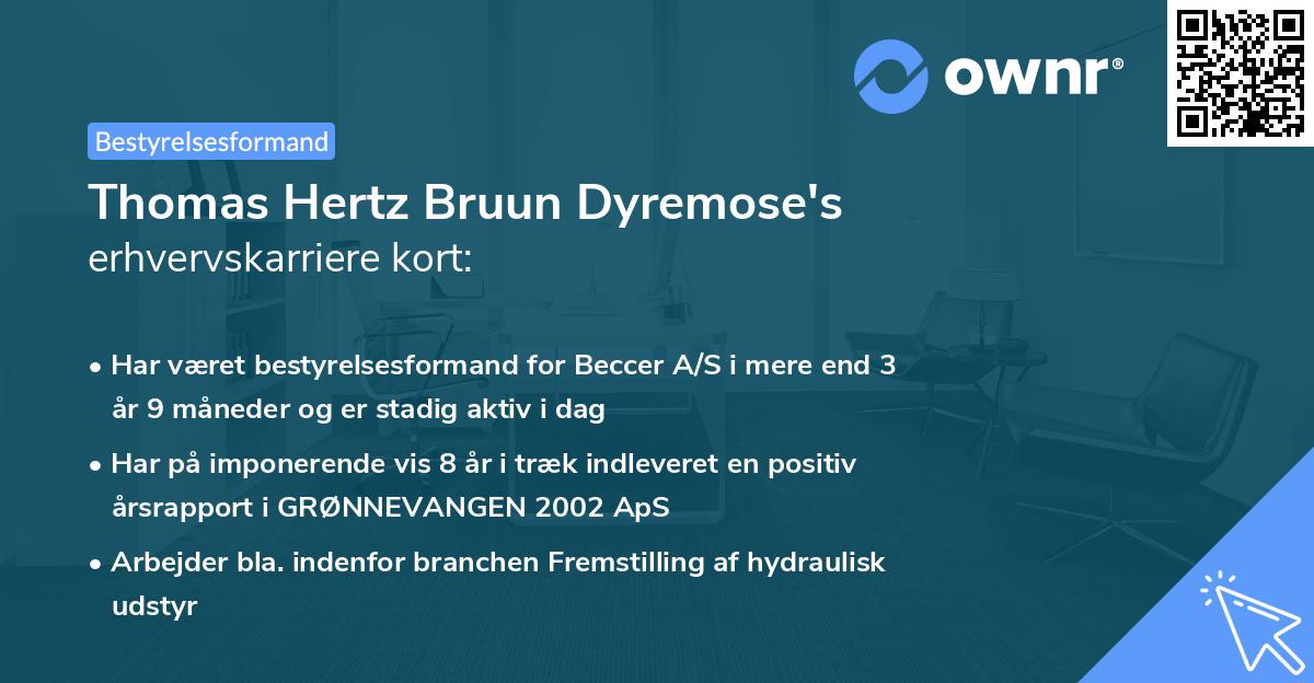 Thomas Hertz Bruun Dyremose's erhvervskarriere kort