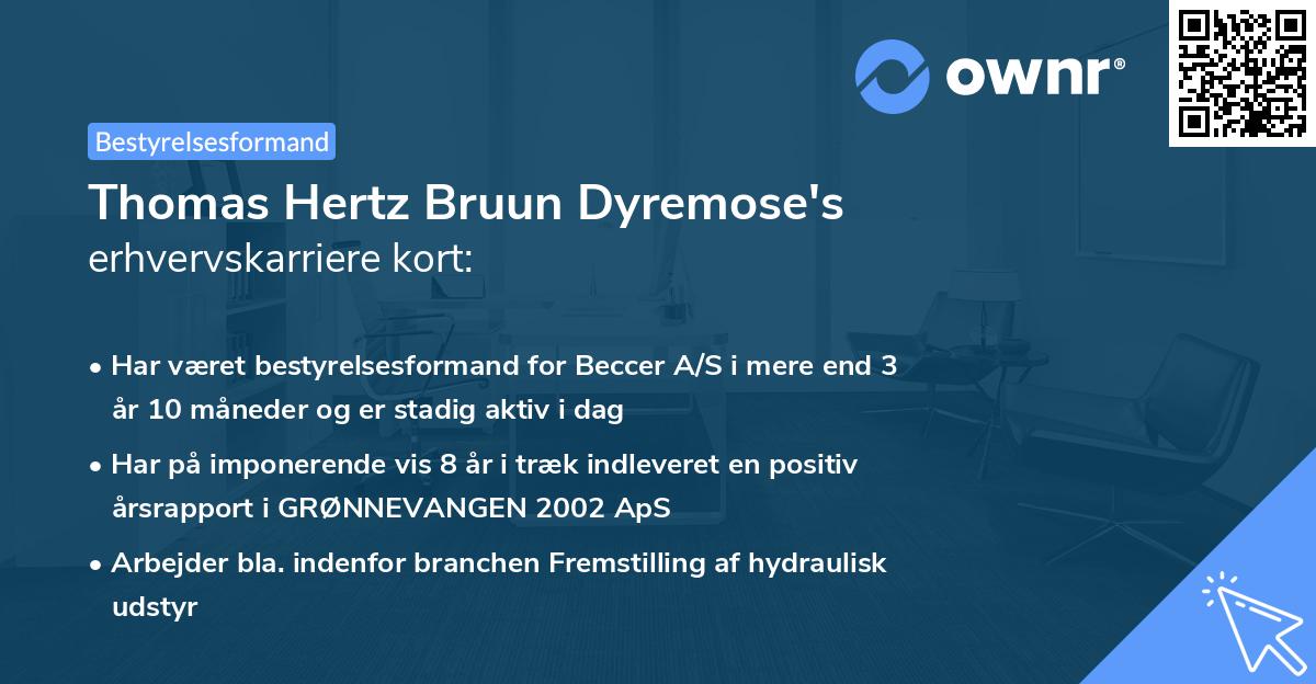 Thomas Hertz Bruun Dyremose's erhvervskarriere kort