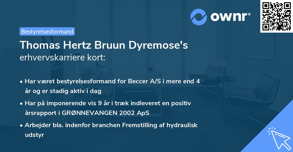 Thomas Hertz Bruun Dyremose's erhvervskarriere kort