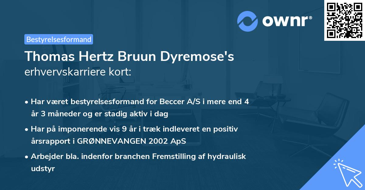Thomas Hertz Bruun Dyremose's erhvervskarriere kort