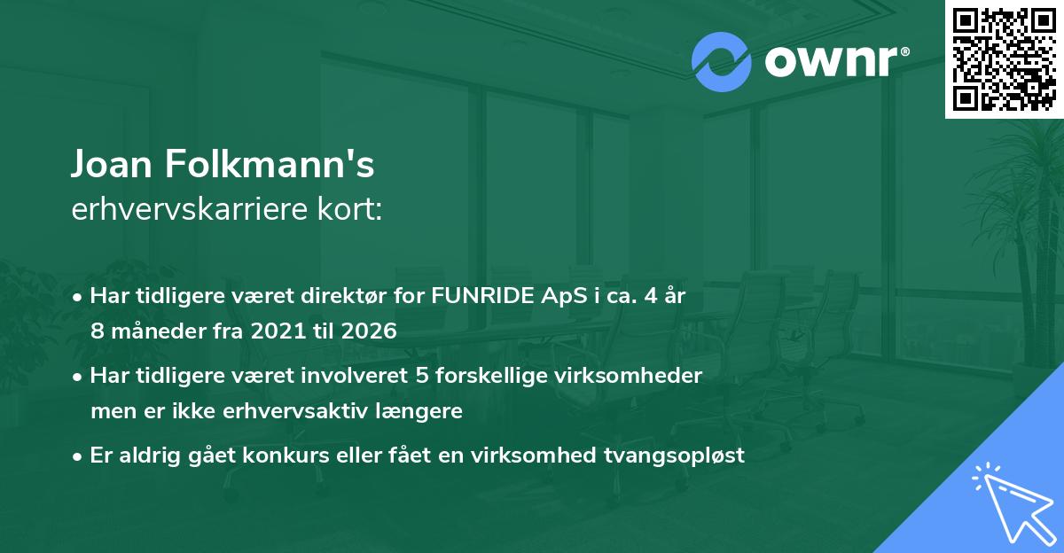 Joan Folkmann's erhvervskarriere kort
