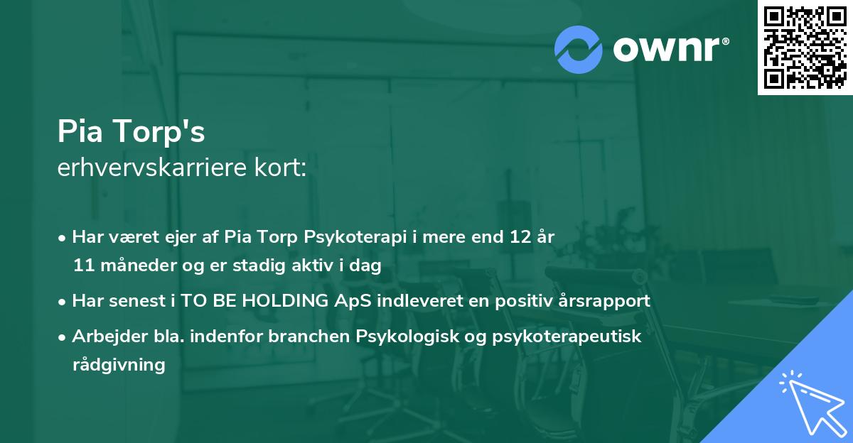 Pia Torp's erhvervskarriere kort