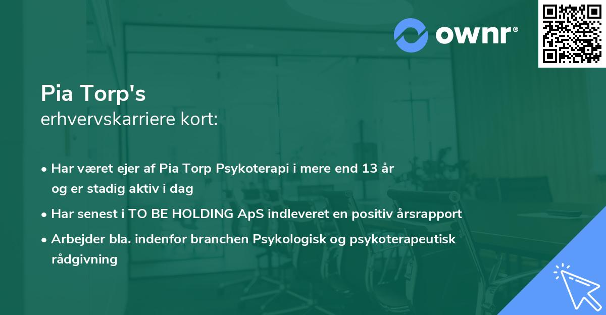 Pia Torp's erhvervskarriere kort