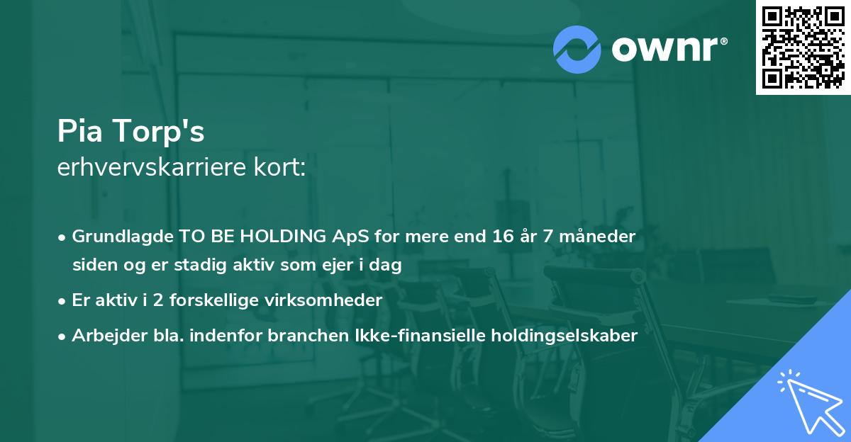 Pia Torp's erhvervskarriere kort