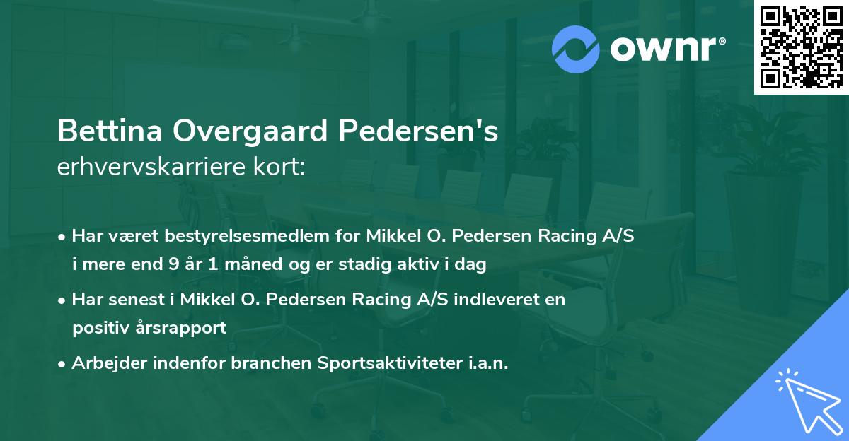 Bettina Overgaard Pedersen's erhvervskarriere kort
