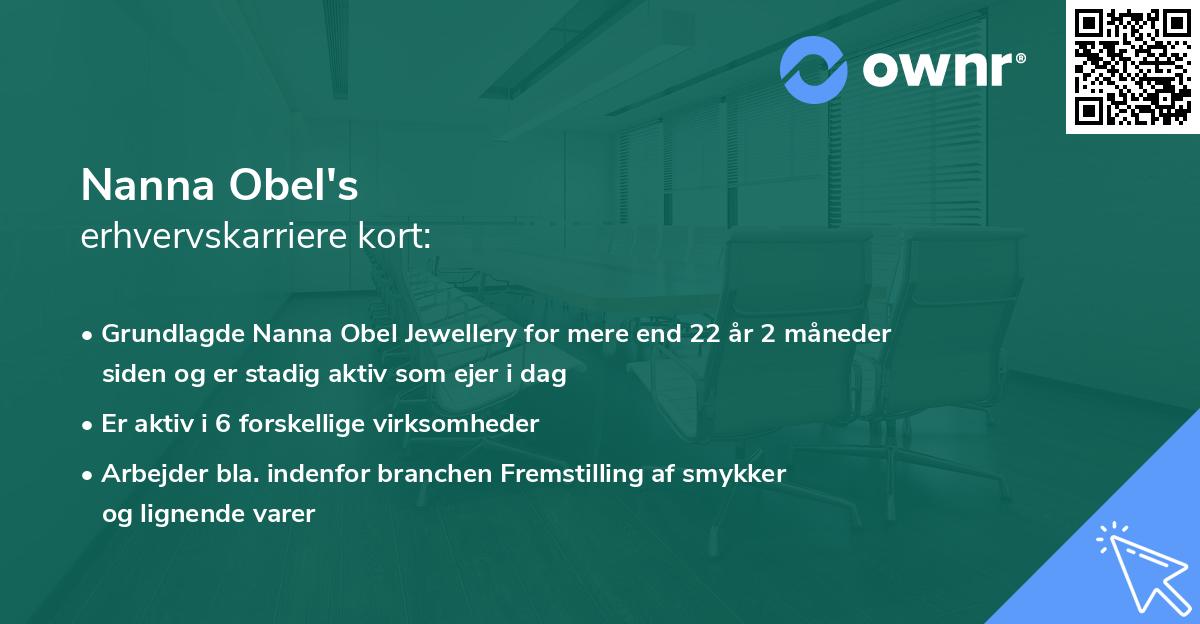 Nanna Obel's erhvervskarriere kort