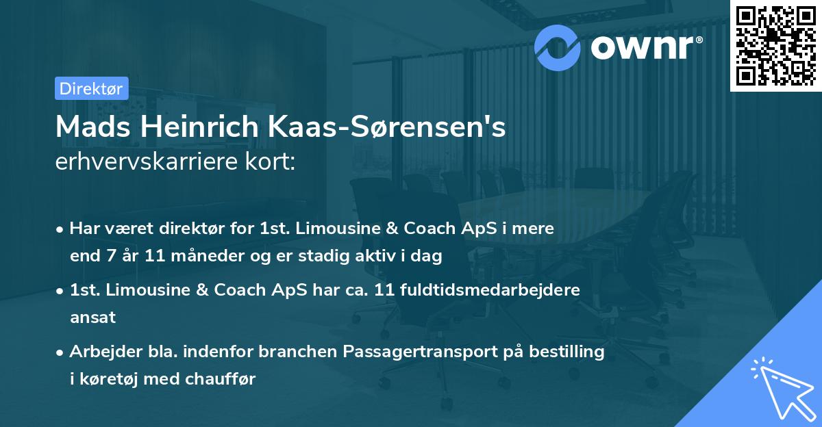 Mads Heinrich Kaas-Sørensen's erhvervskarriere kort