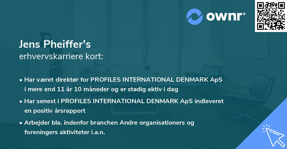 Jens Pheiffer's erhvervskarriere kort
