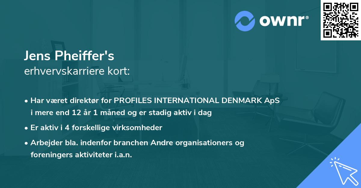 Jens Pheiffer's erhvervskarriere kort