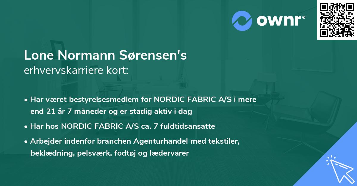 Lone Normann Sørensen's erhvervskarriere kort