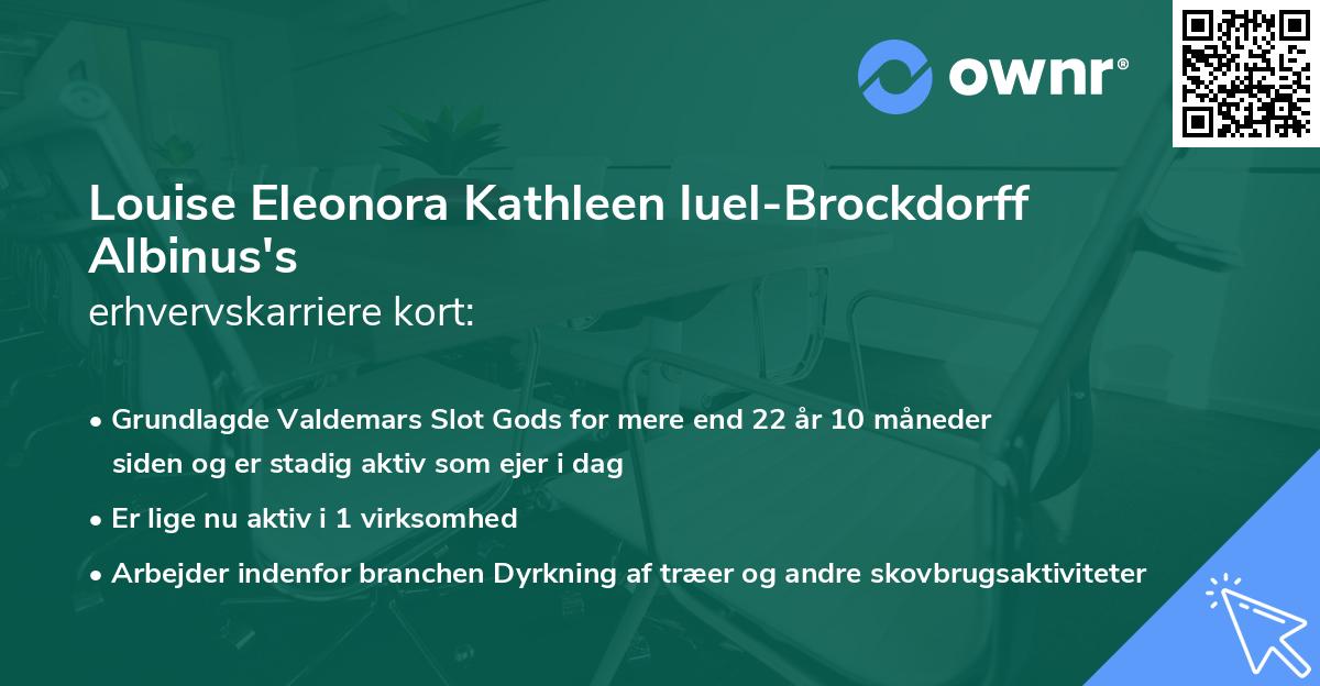 Louise Eleonora Kathleen Iuel-Brockdorff Albinus's erhvervskarriere kort