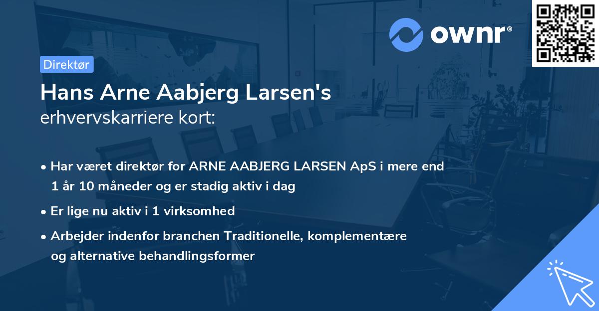 Hans Arne Aabjerg Larsen's erhvervskarriere kort
