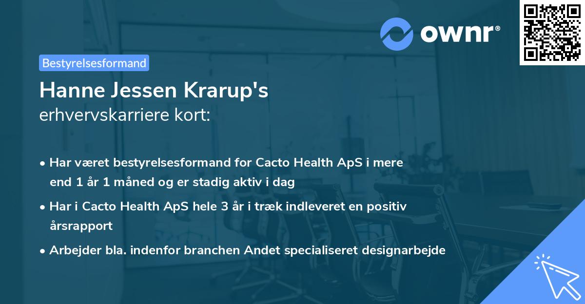 Hanne Jessen Krarup's erhvervskarriere kort