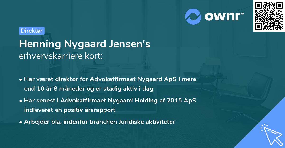 Henning Nygaard Jensen's erhvervskarriere kort